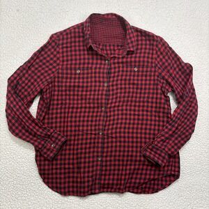 Ralph Lauren CHAPS Womens Buffalo Check Button-Front Shirt Top Flannel Pockets